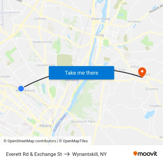 Everett Rd & Exchange St to Wynantskill, NY map