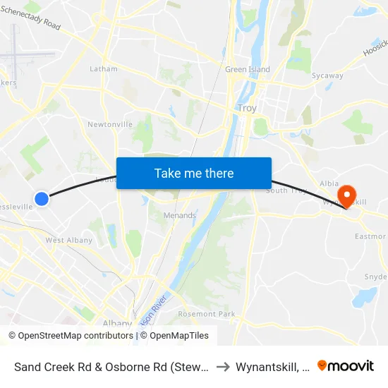Sand Creek Rd & Osborne Rd (Stewarts) to Wynantskill, NY map