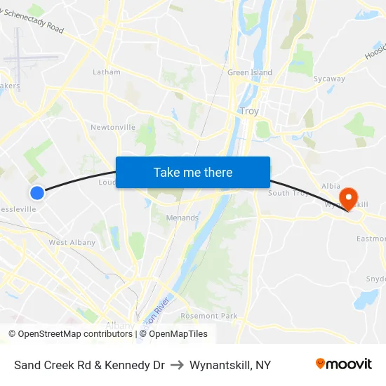 Sand Creek Rd & Kennedy Dr to Wynantskill, NY map
