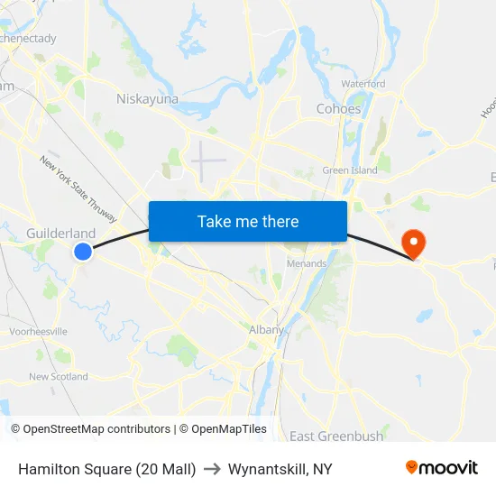 Hamilton Square (20 Mall) to Wynantskill, NY map