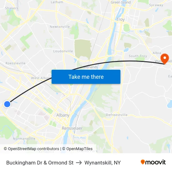 Buckingham Dr & Ormond St to Wynantskill, NY map