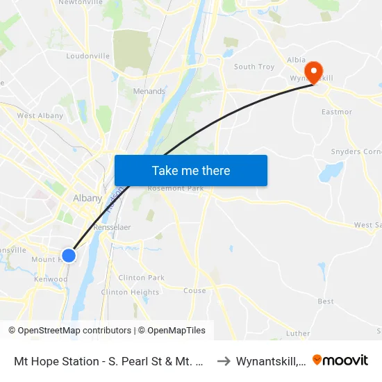 Mt Hope Station - S. Pearl St & Mt. Hope Dr to Wynantskill, NY map