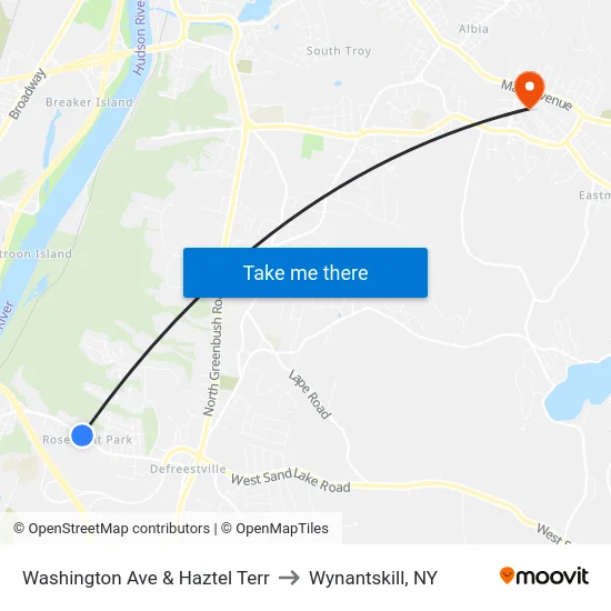 Washington Ave & Haztel Terr to Wynantskill, NY map