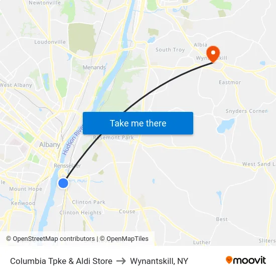 Columbia Tpke & Aldi Store to Wynantskill, NY map