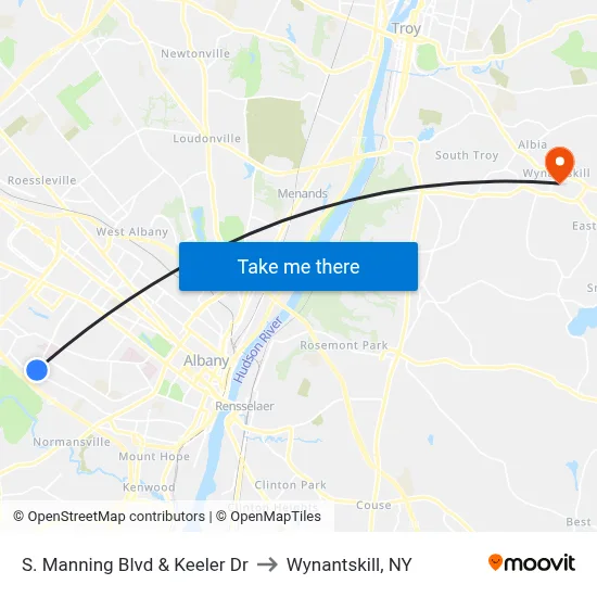 S. Manning Blvd & Keeler Dr to Wynantskill, NY map