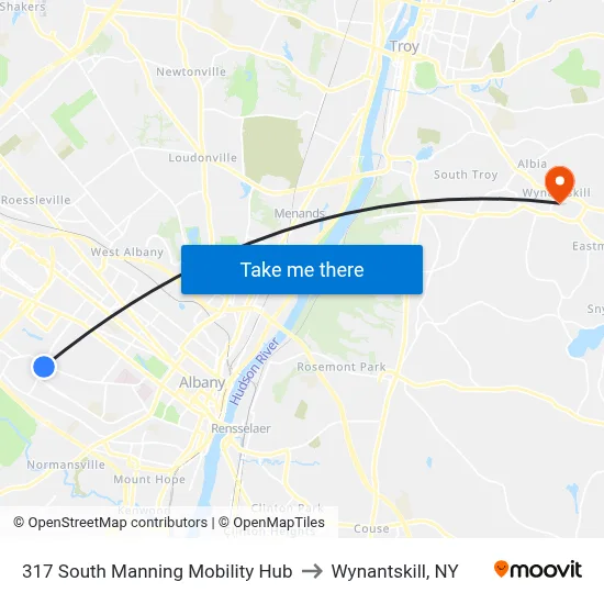 317 South Manning Mobility Hub to Wynantskill, NY map