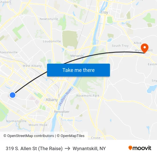 319 S. Allen St (The Raise) to Wynantskill, NY map