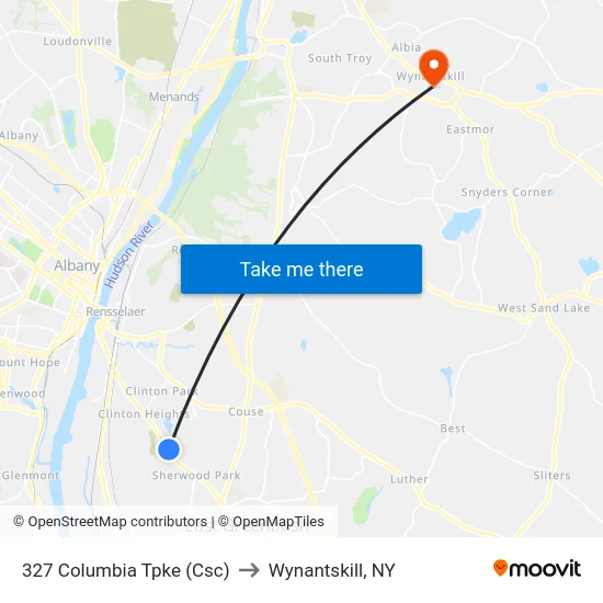 327 Columbia Tpke (Csc) to Wynantskill, NY map