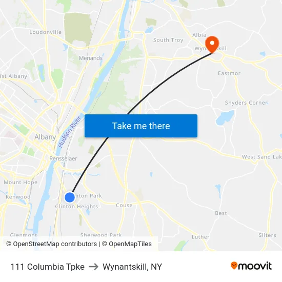 111 Columbia Tpke to Wynantskill, NY map