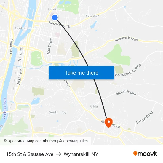 15th St & Sausse Ave to Wynantskill, NY map