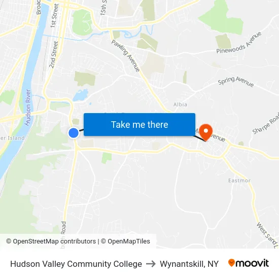 Hudson Valley Community College to Wynantskill, NY map