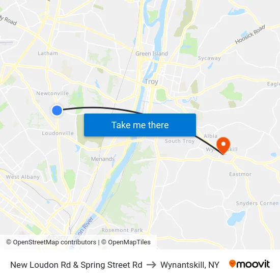 New Loudon Rd & Spring Street Rd to Wynantskill, NY map