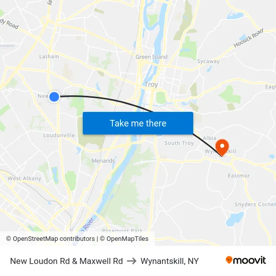 New Loudon Rd & Maxwell Rd to Wynantskill, NY map