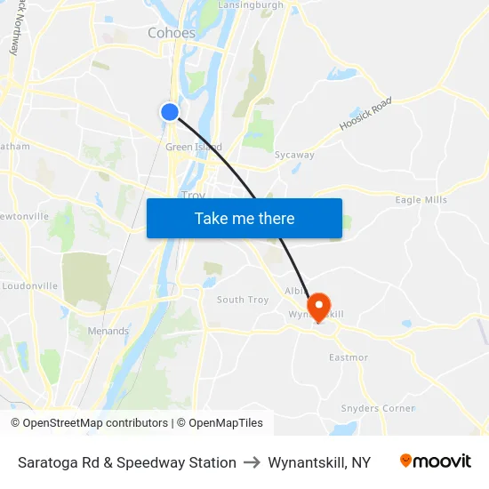 Saratoga Rd & Speedway Station to Wynantskill, NY map