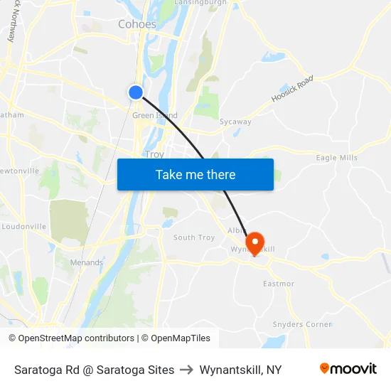 Saratoga Rd @ Saratoga Sites to Wynantskill, NY map