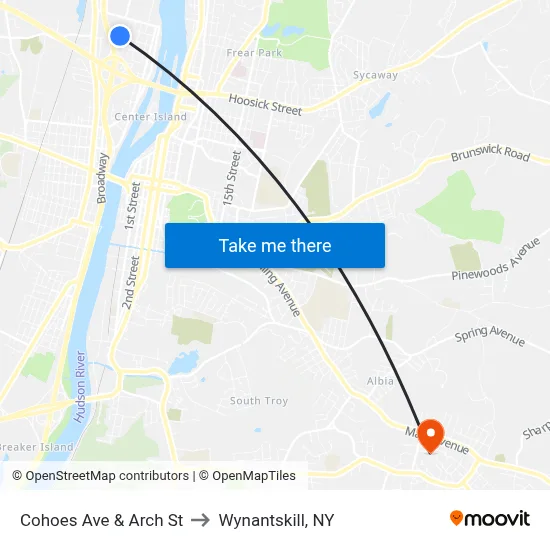 Cohoes Ave & Arch St to Wynantskill, NY map