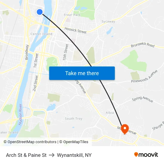 Arch St & Paine St to Wynantskill, NY map