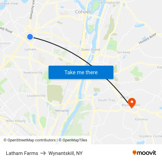Latham Farms to Wynantskill, NY map