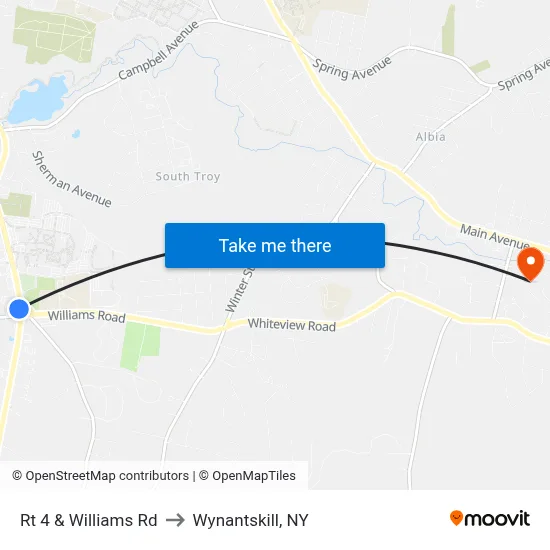 Rt 4 & Williams Rd to Wynantskill, NY map