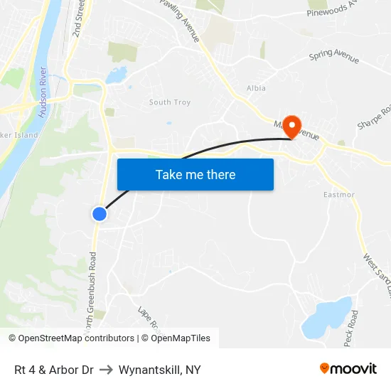Rt 4 & Arbor Dr to Wynantskill, NY map
