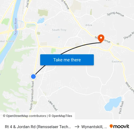 Rt 4 & Jordan Rd (Rensselaer Techpark) to Wynantskill, NY map