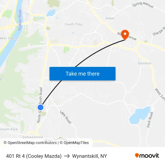401 Rt 4 (Cooley Mazda) to Wynantskill, NY map