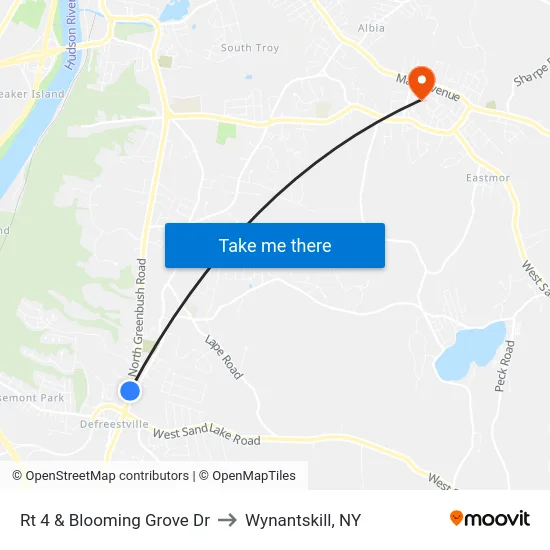 Rt 4 & Blooming Grove Dr to Wynantskill, NY map