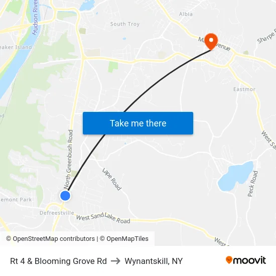 Rt 4 & Blooming Grove Rd to Wynantskill, NY map