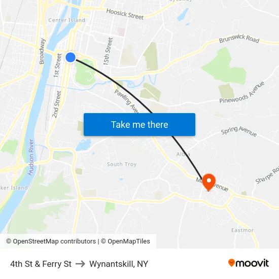 4th St & Ferry St to Wynantskill, NY map