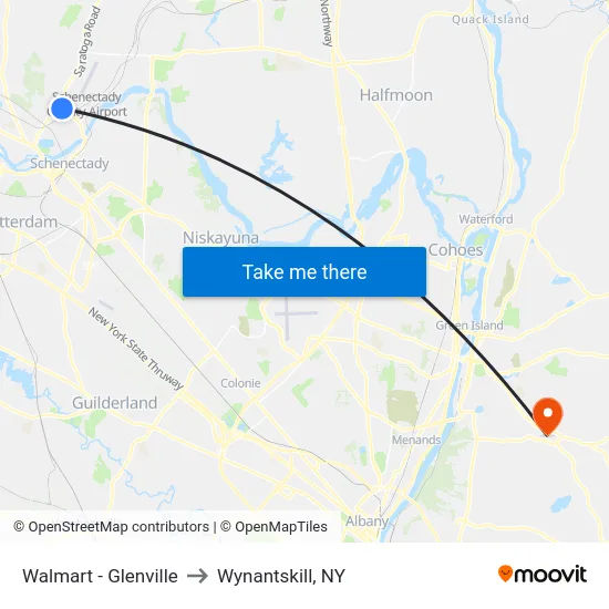 Walmart - Glenville to Wynantskill, NY map