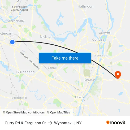 Curry Rd & Ferguson St to Wynantskill, NY map