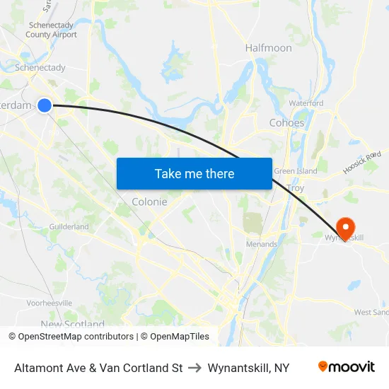 Altamont Ave & Van Cortland St to Wynantskill, NY map