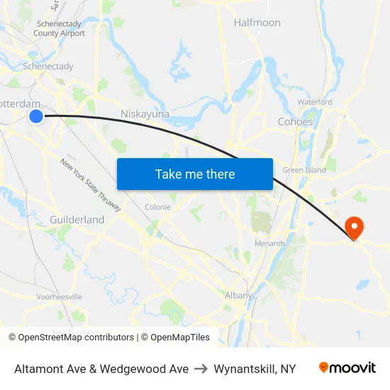 Altamont Ave & Wedgewood Ave to Wynantskill, NY map