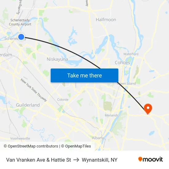 Van Vranken Ave & Hattie St to Wynantskill, NY map