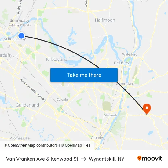 Van Vranken Ave & Kenwood St to Wynantskill, NY map
