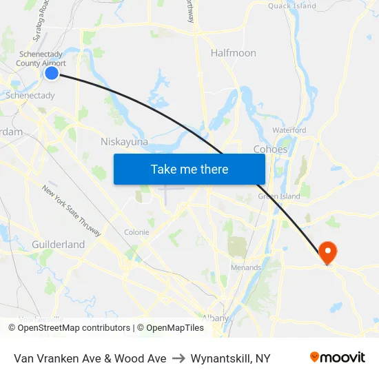 Van Vranken Ave & Wood Ave to Wynantskill, NY map