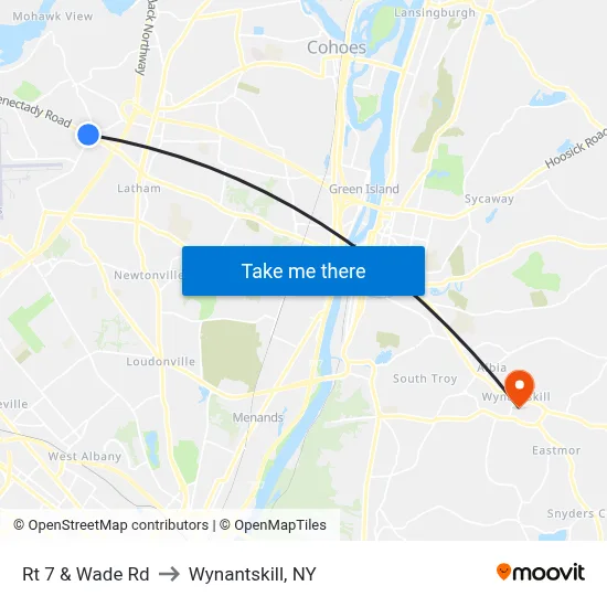 Rt 7 & Wade Rd to Wynantskill, NY map