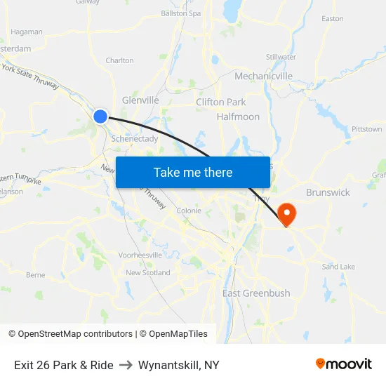 Exit 26 Park & Ride to Wynantskill, NY map