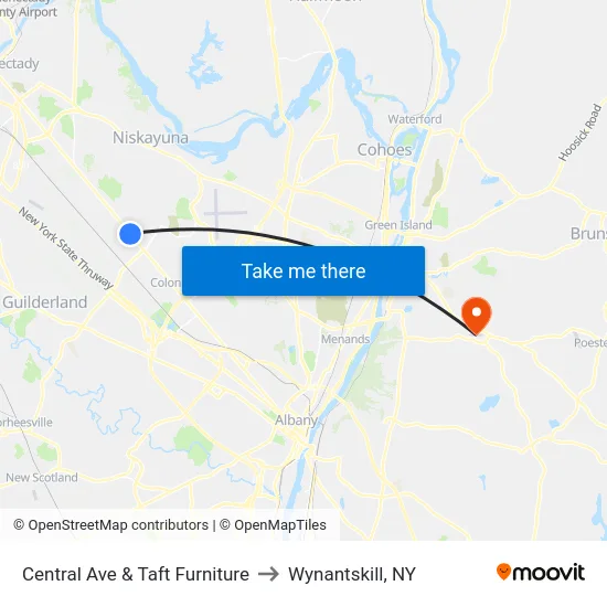 Central Ave & Taft Furniture to Wynantskill, NY map