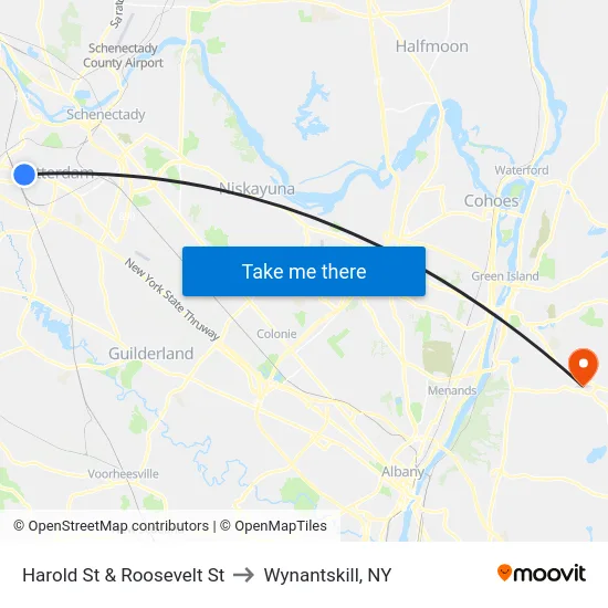 Harold St & Roosevelt St to Wynantskill, NY map