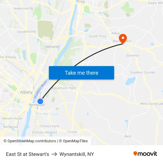 East St at Stewart's to Wynantskill, NY map