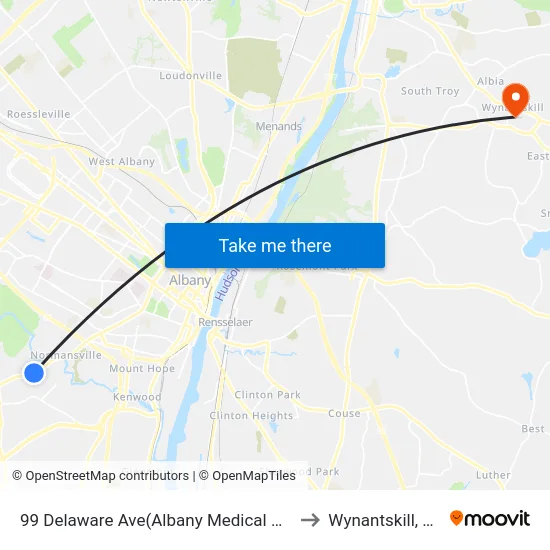 99 Delaware Ave(Albany Medical Ctr) to Wynantskill, NY map