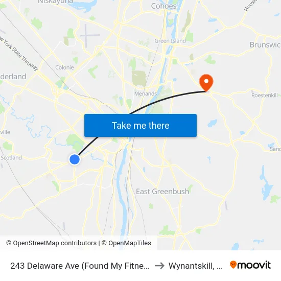 243 Delaware Ave (Found My Fitness) to Wynantskill, NY map