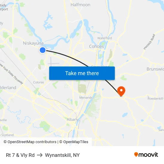 Rt 7 & Vly Rd to Wynantskill, NY map