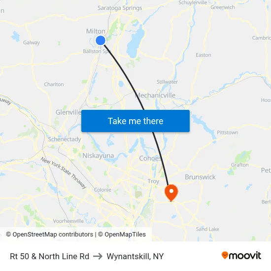 Rt 50 & North Line Rd to Wynantskill, NY map