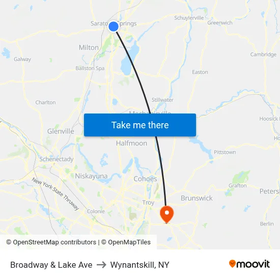 Broadway & Lake Ave to Wynantskill, NY map