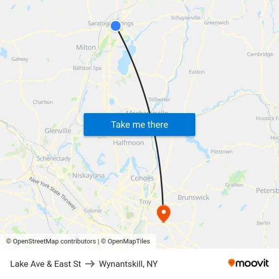 Lake Ave & East St to Wynantskill, NY map