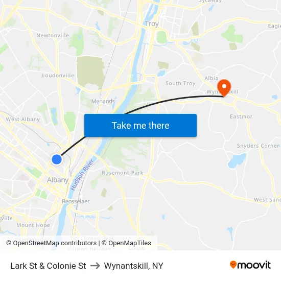 Lark St & Colonie St to Wynantskill, NY map