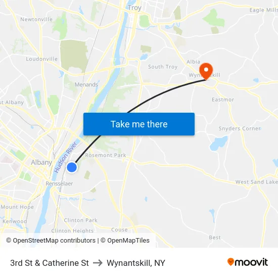 3rd St & Catherine St to Wynantskill, NY map
