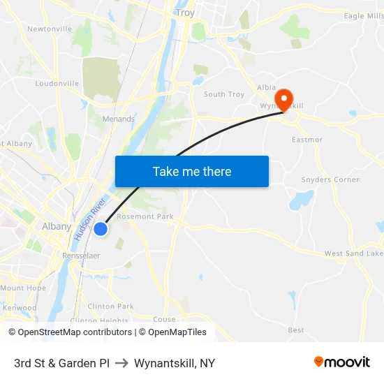 3rd St & Garden Pl to Wynantskill, NY map